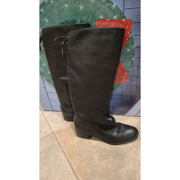 Antonio Melani Black Leather Boots Size 7.5 - Picture 1 of 5